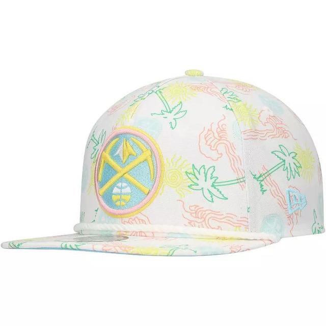 Mens New Era White Denver Nuggets Palm Trees and Waves Golfer Adjustable Hat Product Image