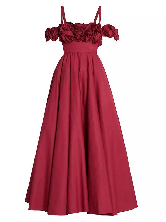 Womens Cotton Rosette Fit & Flare Gown Product Image