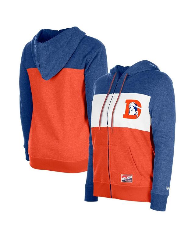 Womens New Era Royal Denver Broncos Color-Block Full-Zip Hoodie Product Image