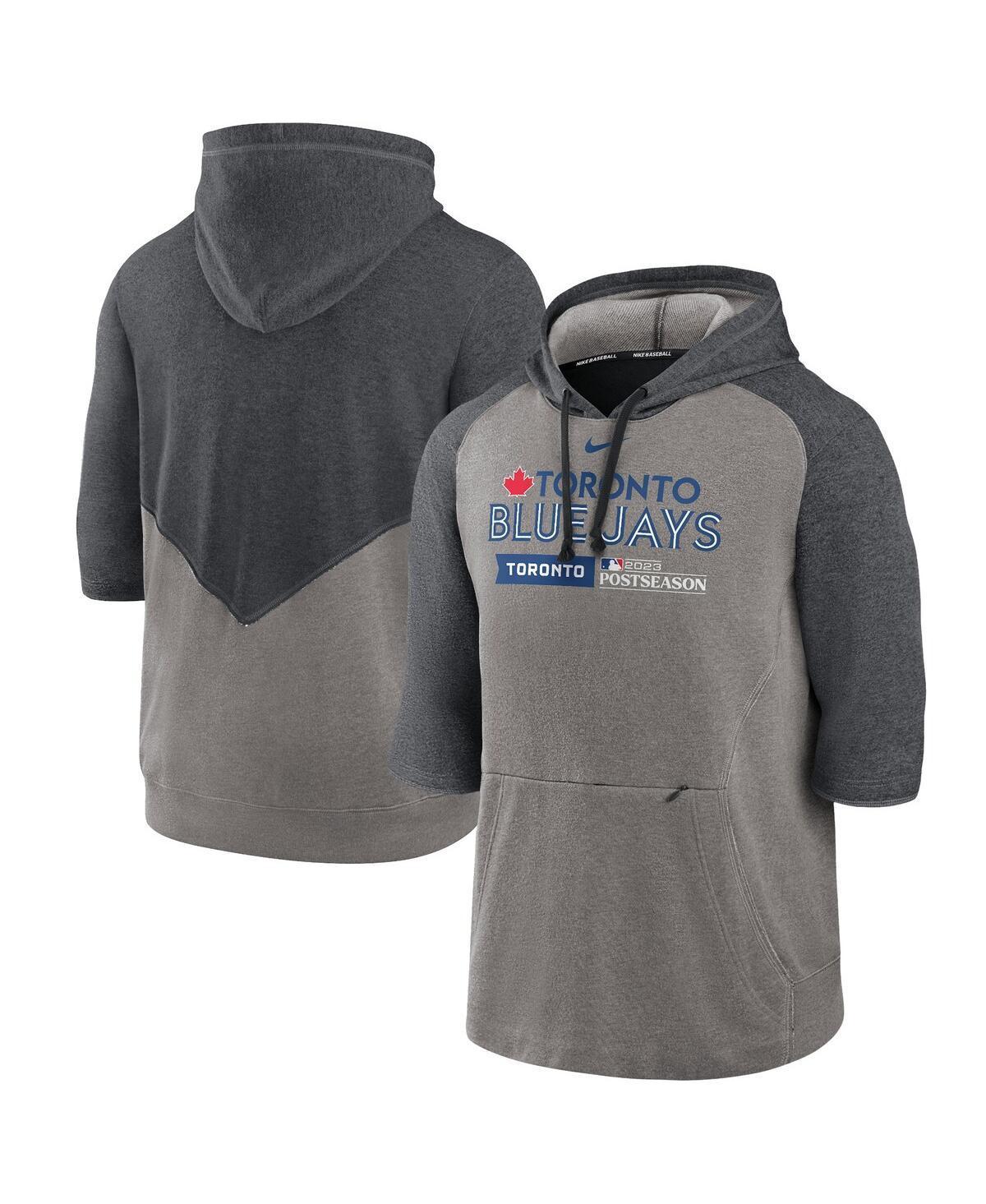 Mens Nike Heather Gray Toronto Blue Jays 2023 Postseason Authentic Collection Flux Three-Quarter Sleeve Pullover Hoodie Product Image