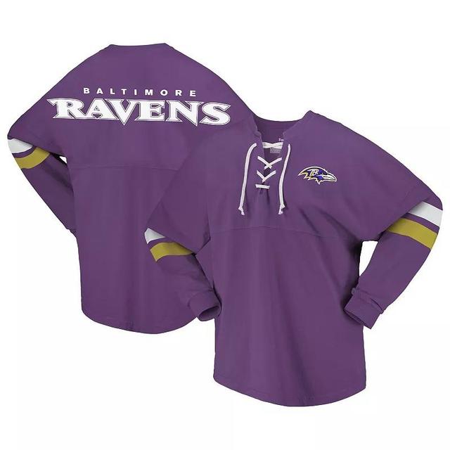 Womens Fanatics Branded Baltimore Ravens Spirit Jersey Lace-Up V-Neck Long Sleeve T-Shirt Product Image