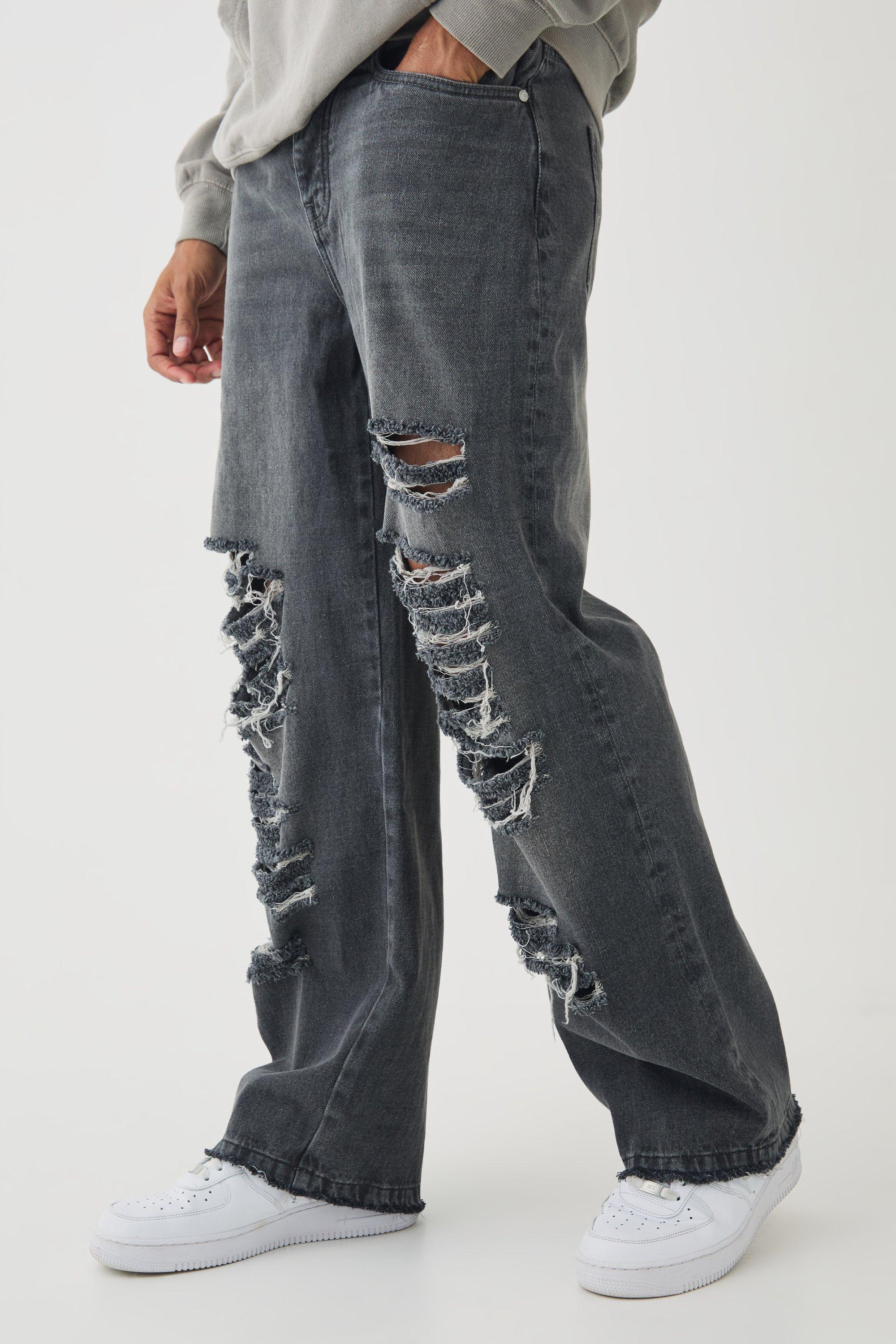 Relaxed Rigid Official Print Ripped Jeans | boohooMAN USA Product Image