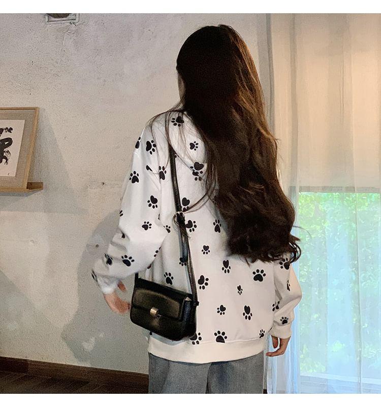 Paw Print Zip Oversized Hoodie Product Image