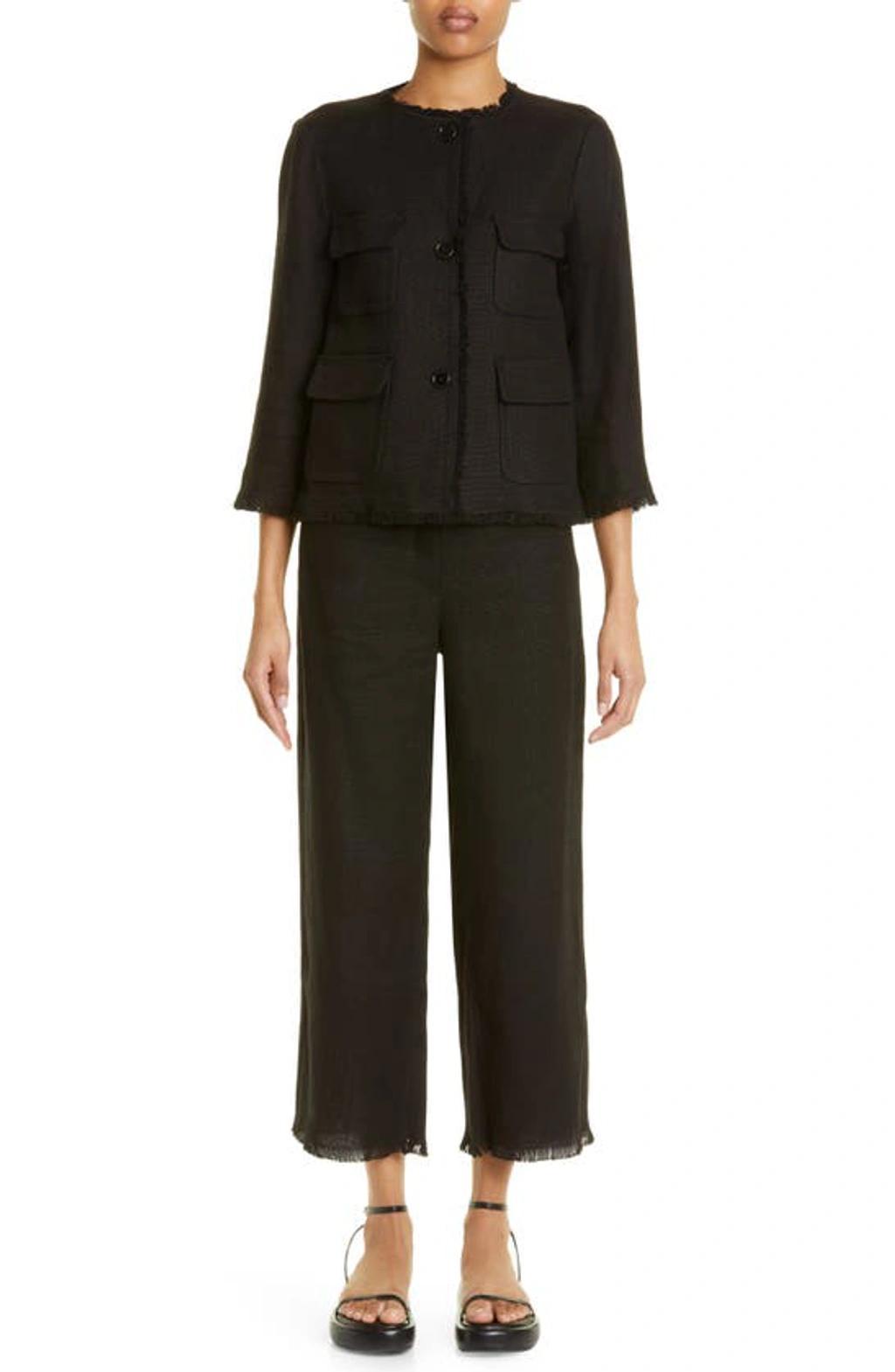 Cervia Fringe Linen Pants In Black Product Image