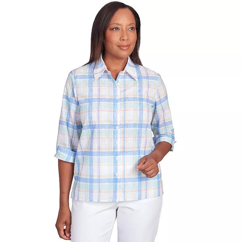 Womens Alfred Dunner Cool Plaid Button Down Top product image