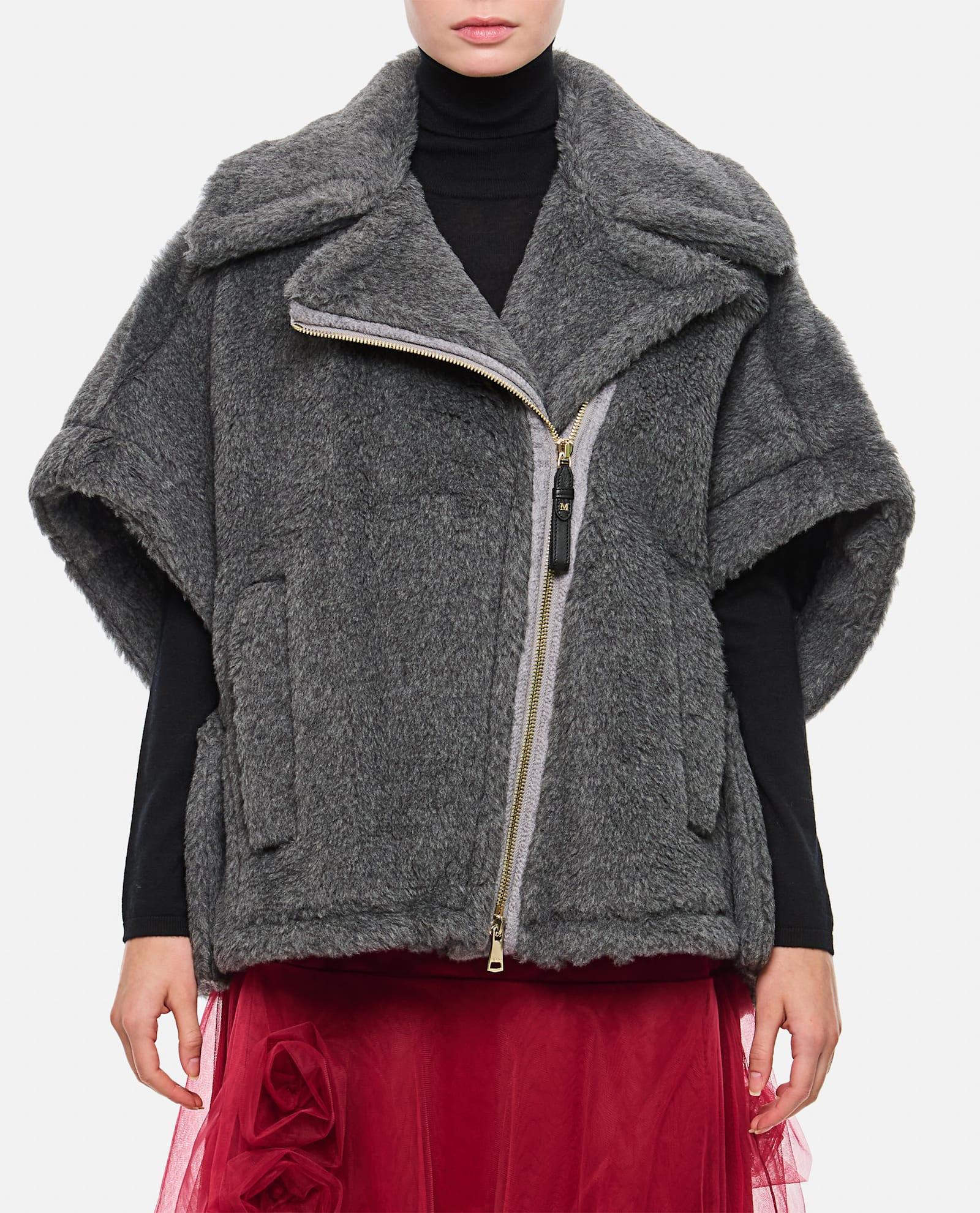 MAX MARA Teddy Cape Biker In Grey Product Image