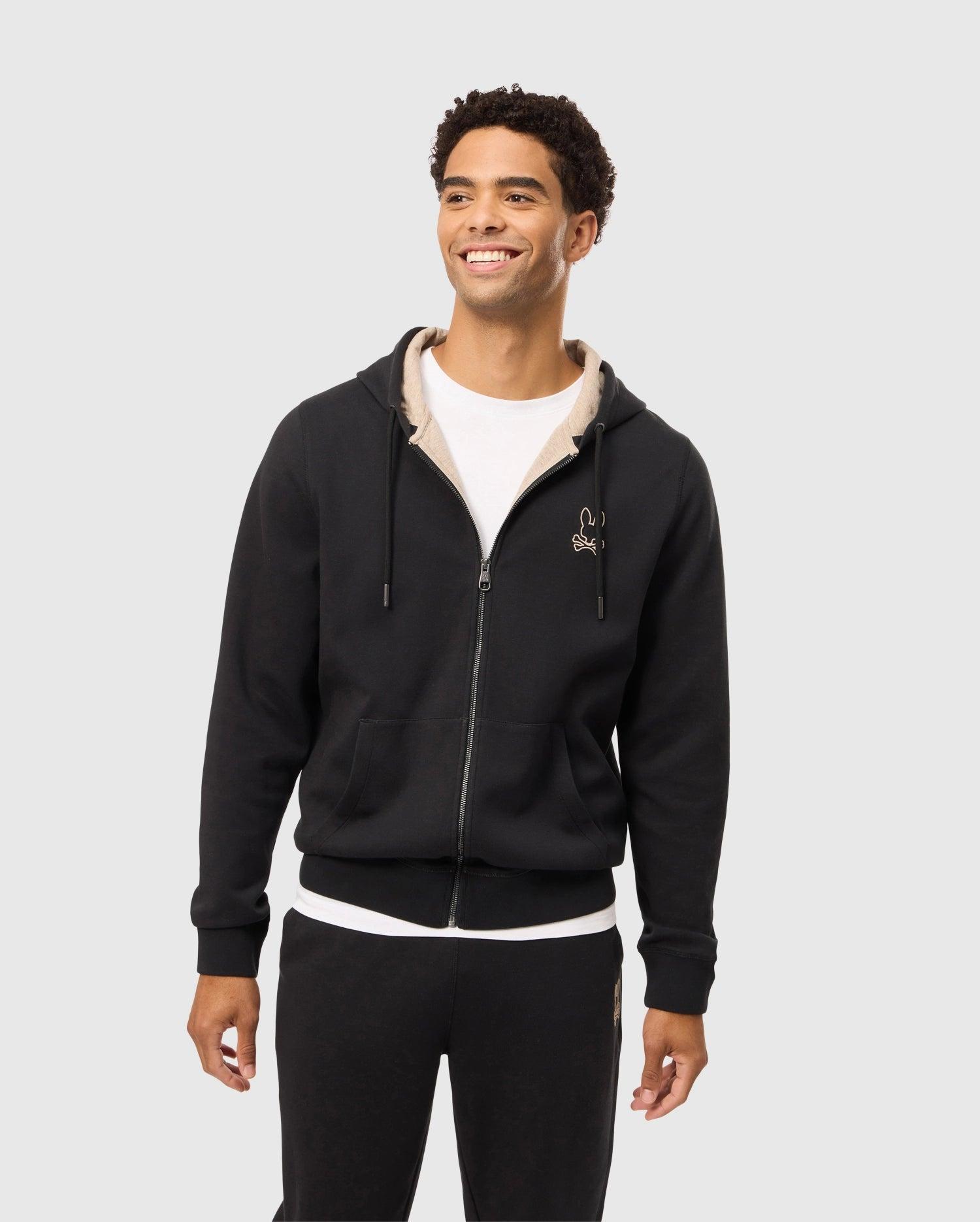 Psycho Bunny Men's James Premium Zip Hoodie 001 BLACK Product Image