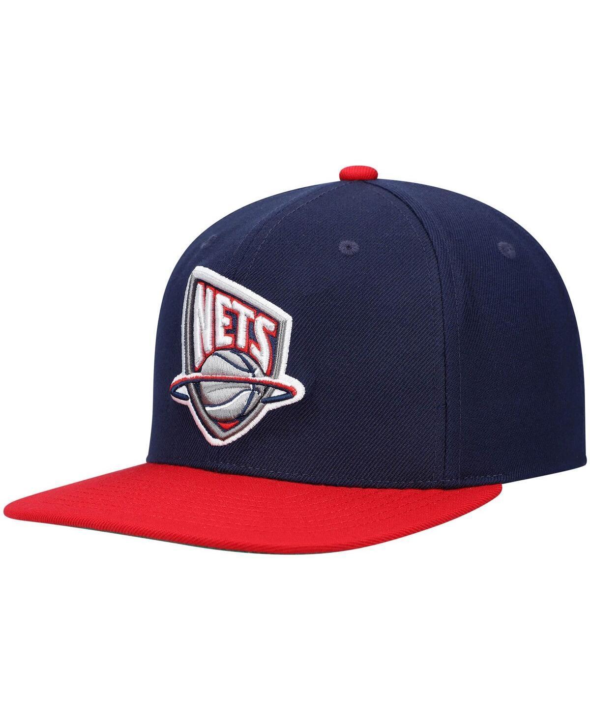 Mens Mitchell & Ness Navy New Jersey Nets Hardwood Classics Team Two-Tone 2.0 Snapback Hat - Navy Product Image