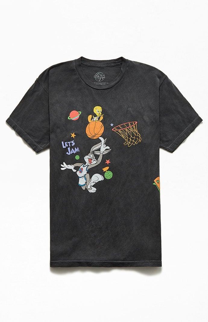 PacSun Mens Space Jam Hoops Vintage Dyed T-Shirt - Blackedium Product Image