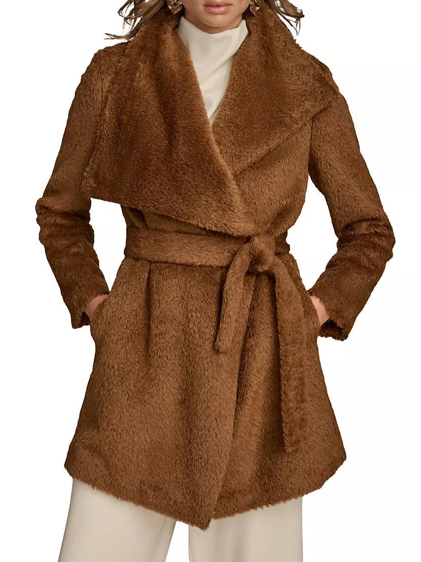 Faux-Fur Belted Wrap Coat product image