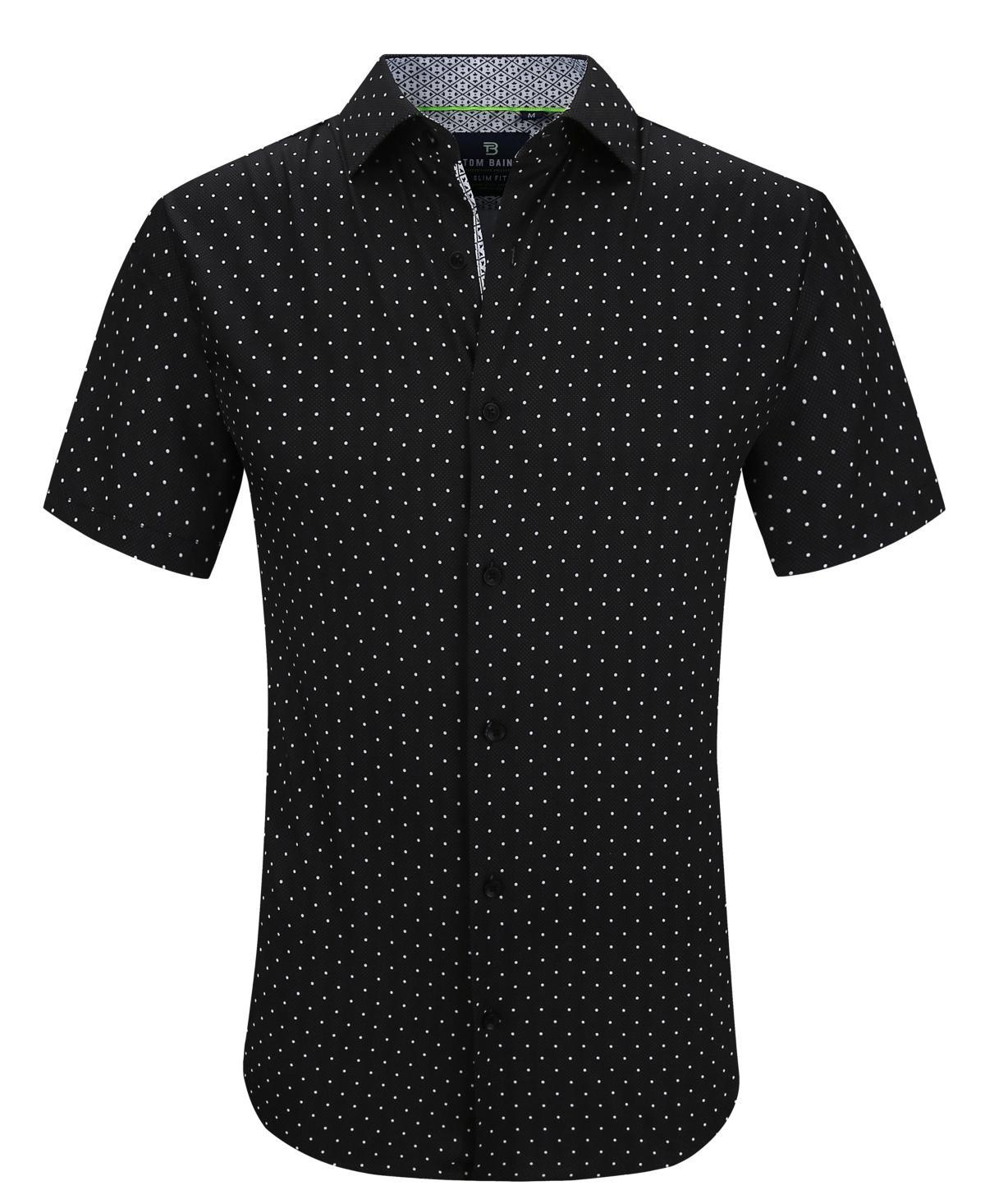 Tom Baine Mens Short Sleeve Slim Fit Button Down Shirt - Navy Product Image