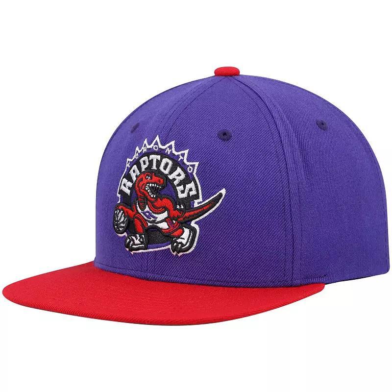 Mens Mitchell & Ness Purple and Red Toronto Raptors Hardwood Classics Team Two-Tone 2.0 Snapback Hat - Purple Product Image