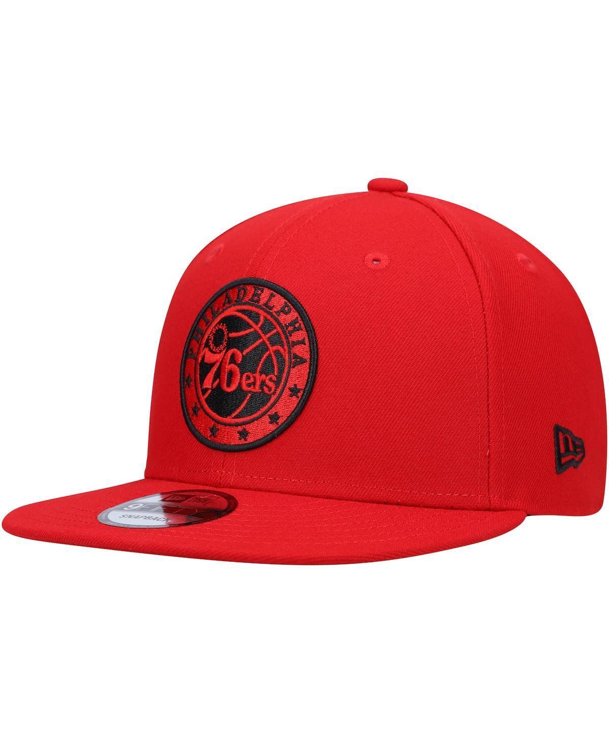 Mens New Era Red Philadelphia 76ers Logo 9FIFTY Snapback Hat Product Image