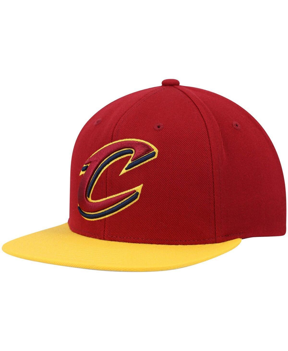 Mens Mitchell & Ness Wine Cleveland Cavaliers Team Two-Tone 2.0 Snapback Hat - Wine Product Image