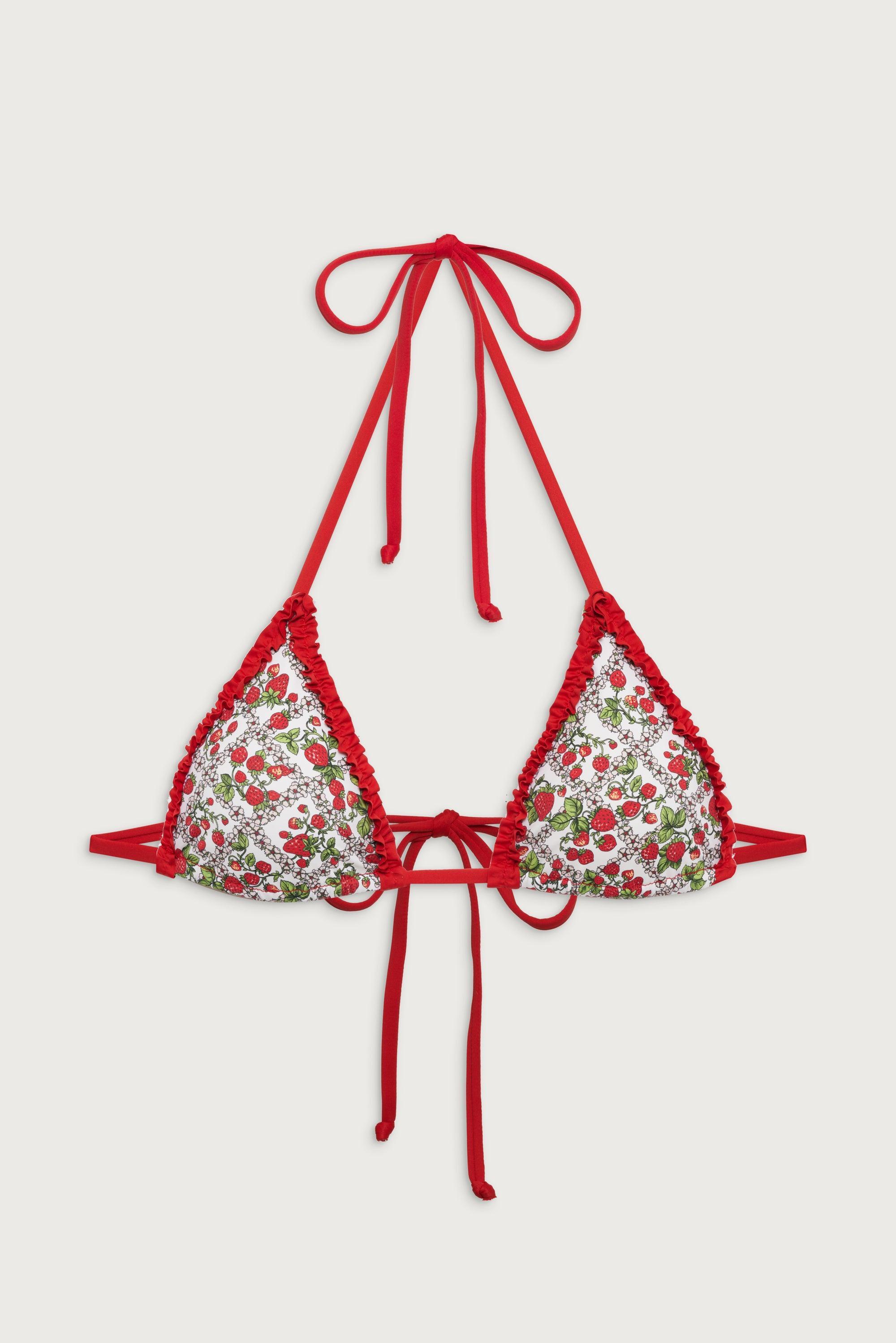 Nick Triangle Halter Bikini Top - Berry in Love Product Image