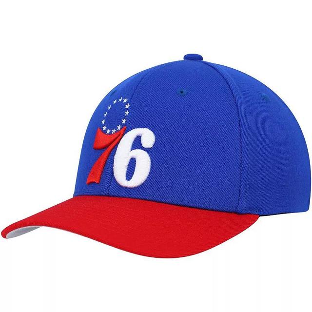 Mens Mitchell & Ness Royal/Red Philadelphia 76ers MVP Team Two-Tone 2.0 Stretch-Snapback Hat Product Image