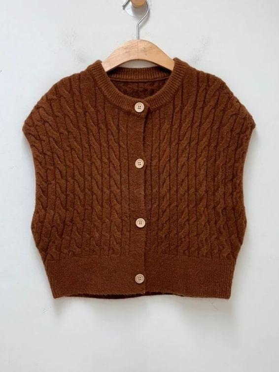 Plain Cable-Knit Vest Product Image