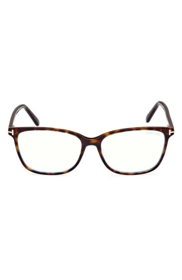 54mm Square Blue Light Blocking Glasses In Dark Havana Product Image