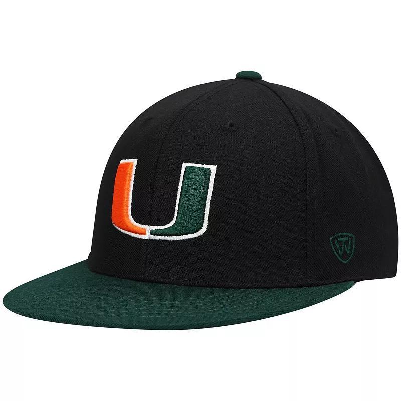 Mens Top of the World /Green Miami Hurricanes Team Color Two-Tone Fitted Hat Product Image