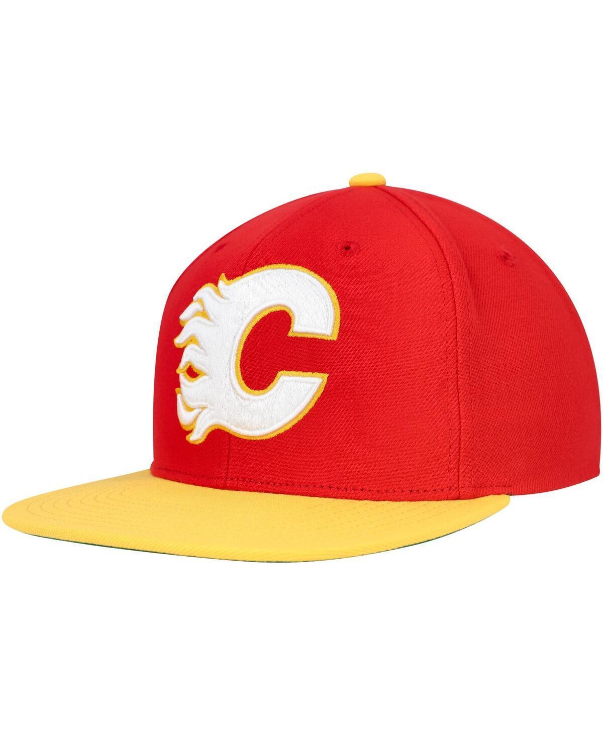 Mens Mitchell & Ness Red Calgary Flames Core Team Ground 2.0 Snapback Hat Product Image