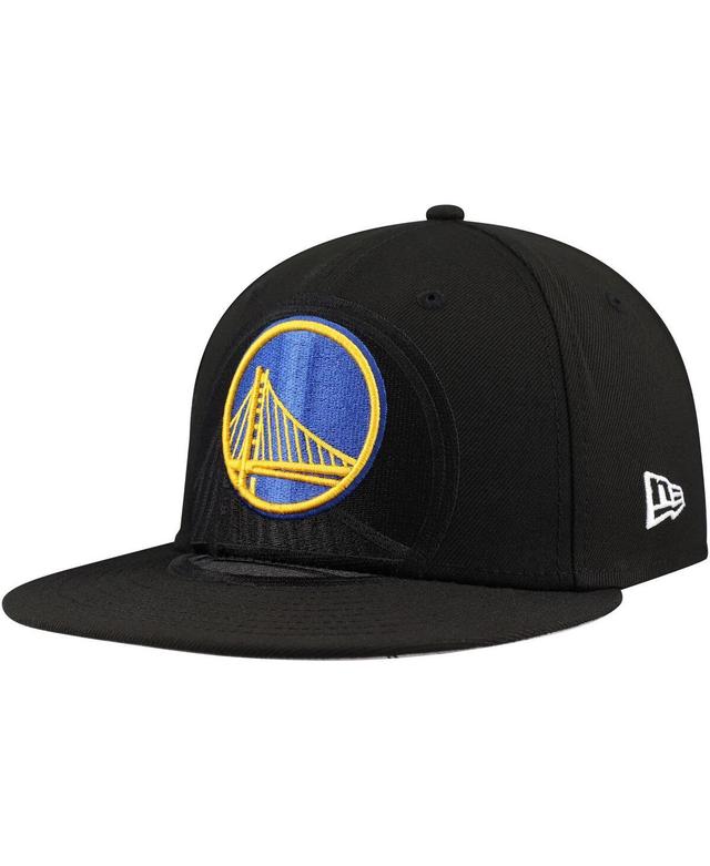 New Era Mens Black Golden State Warriors Blackout Shadow Logo 59FIFTY Fitted Hat Product Image