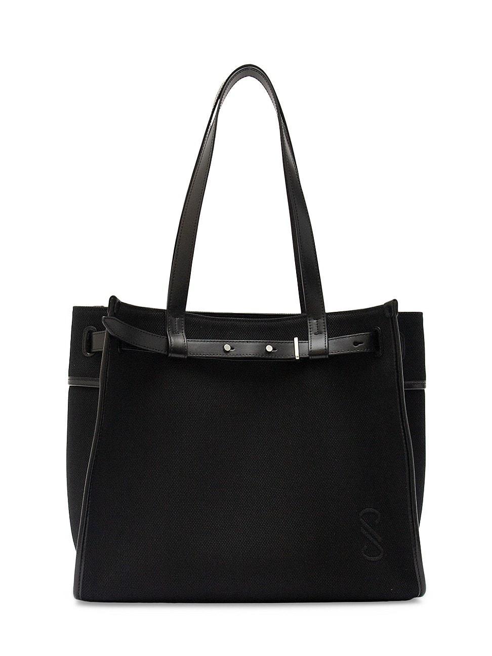 Womens Canvas & Leather Belted Tote Product Image