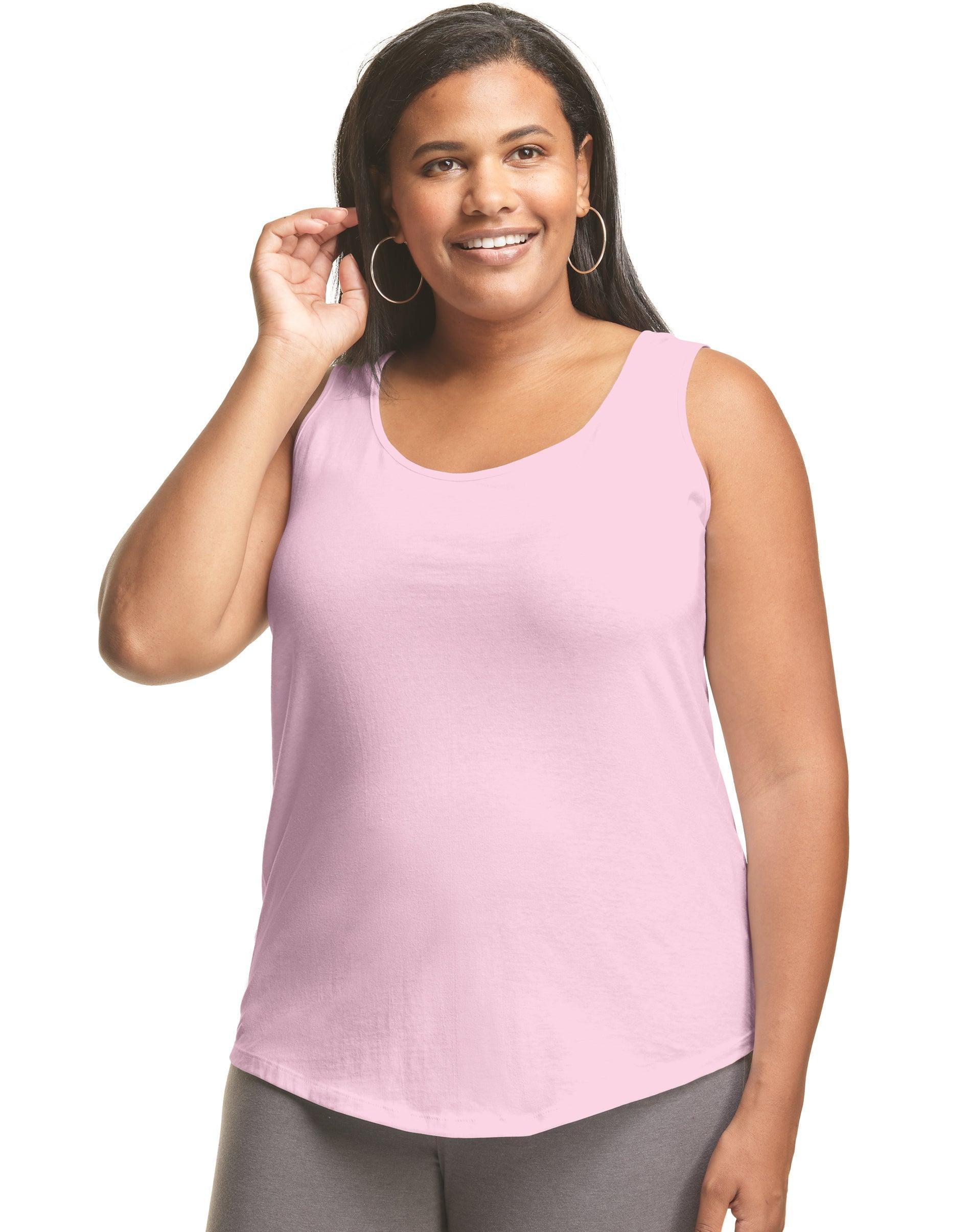 Hanes Just My Size Womens Cotton Jersey Tank, Shirttail Hem (Plus ) Briny Pink 4X Product Image