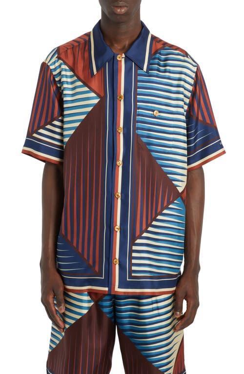 Mens Striped Silk Button-Front Shirt Product Image