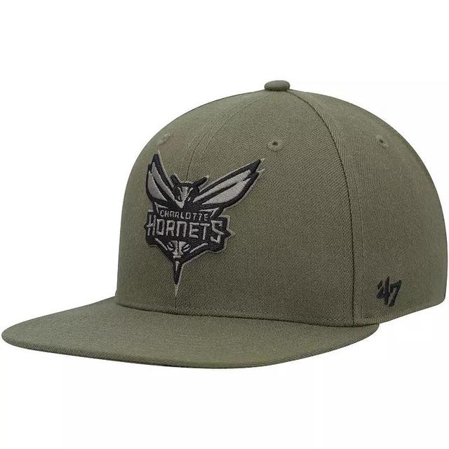 Mens 47 Olive Charlotte Hornets Ballpark Camo Captain Snapback Hat Product Image