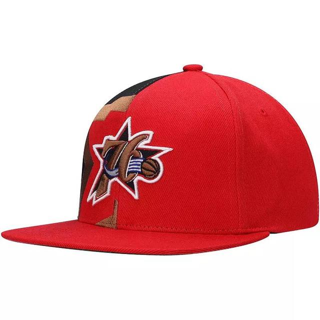 Mens Mitchell & Ness Red Philadelphia 76ers Hardwood Classics Retroline Snapback Hat Product Image