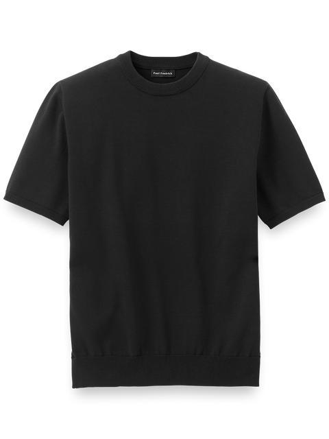 Supima Cotton Crew Neck Sweater - Black Product Image