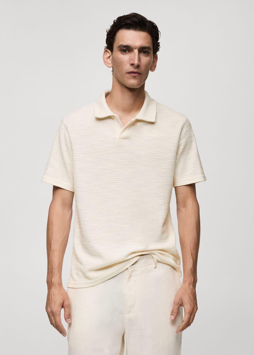 Mango Mens Textured Knit Polo Shirt Product Image