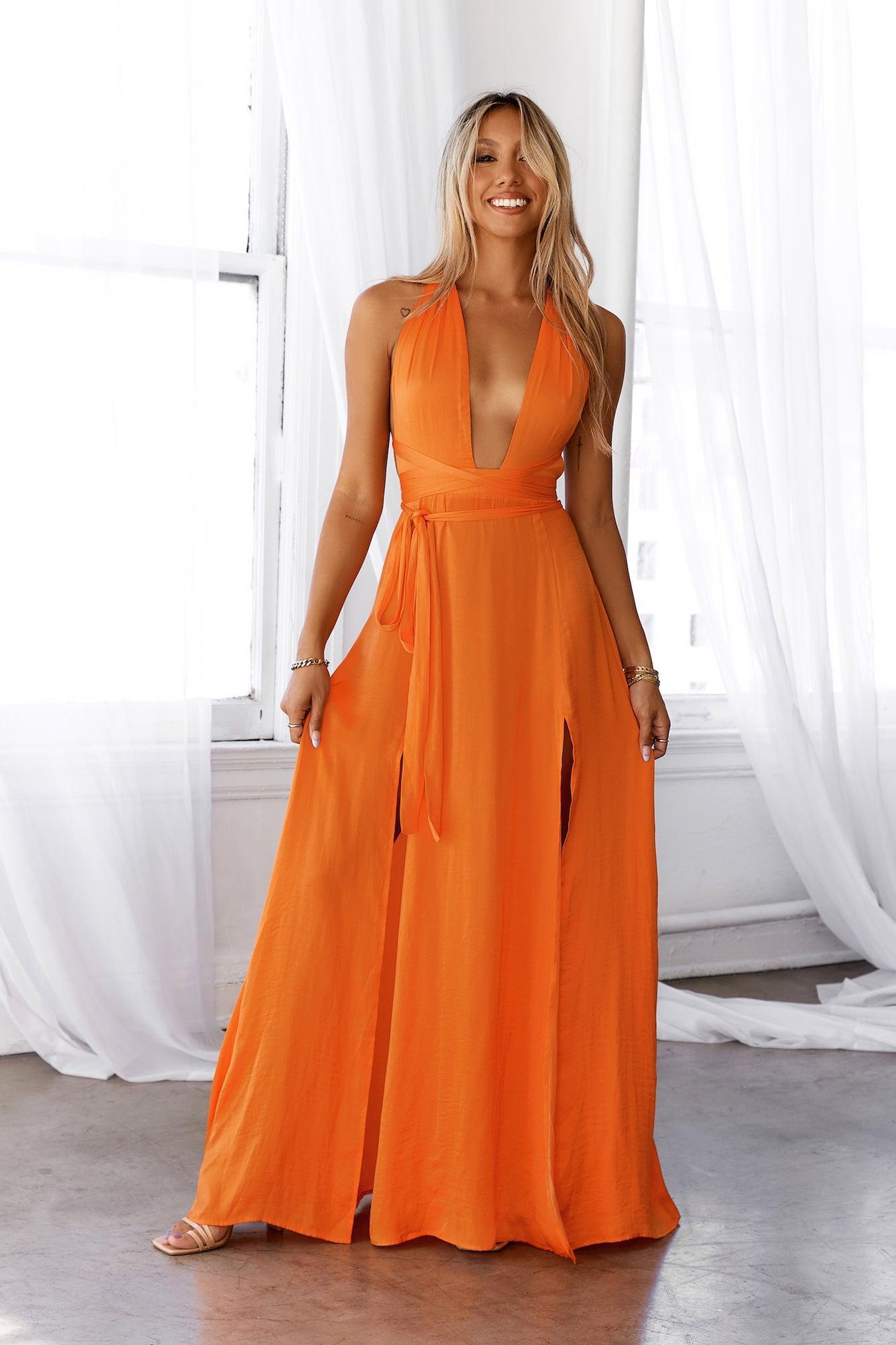 HELLO MOLLY My Solo Debut Maxi Dress Orange Product Image