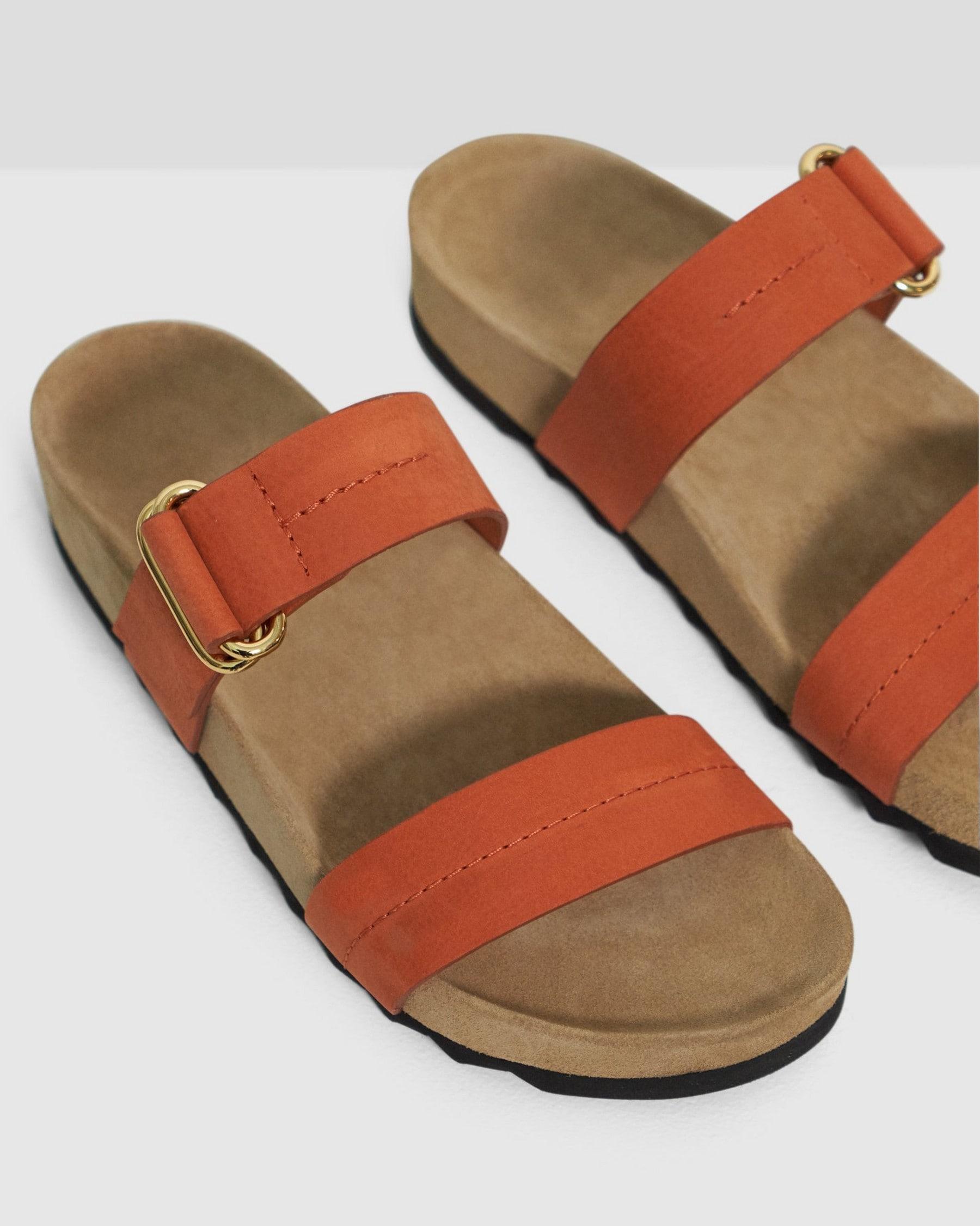 Buckled Slide Sandal in Nubuck Leather Product Image