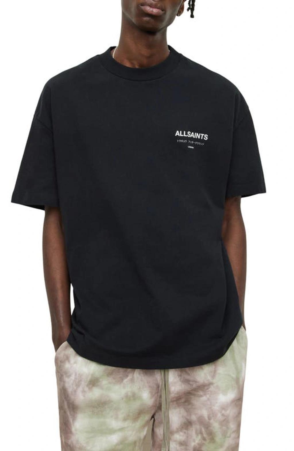 ALLSAINTS Underground Organic Cotton Logo Graphic Tee In Jet Black Product Image