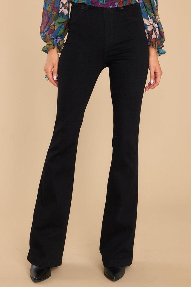 Clean Black Pull On Stretch Flare Jeans Product Image