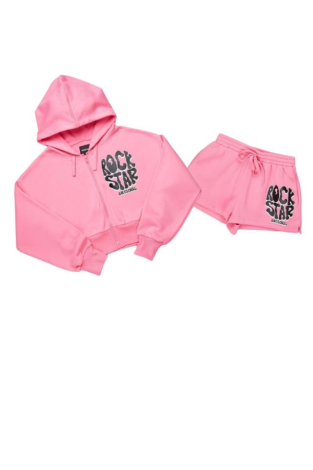 Sacoccia Bubblegum Pink Zip Up Short Set Female Product Image