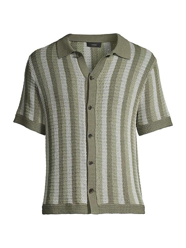 Men's Crochet Stripe Button-Down Shirt Product Image