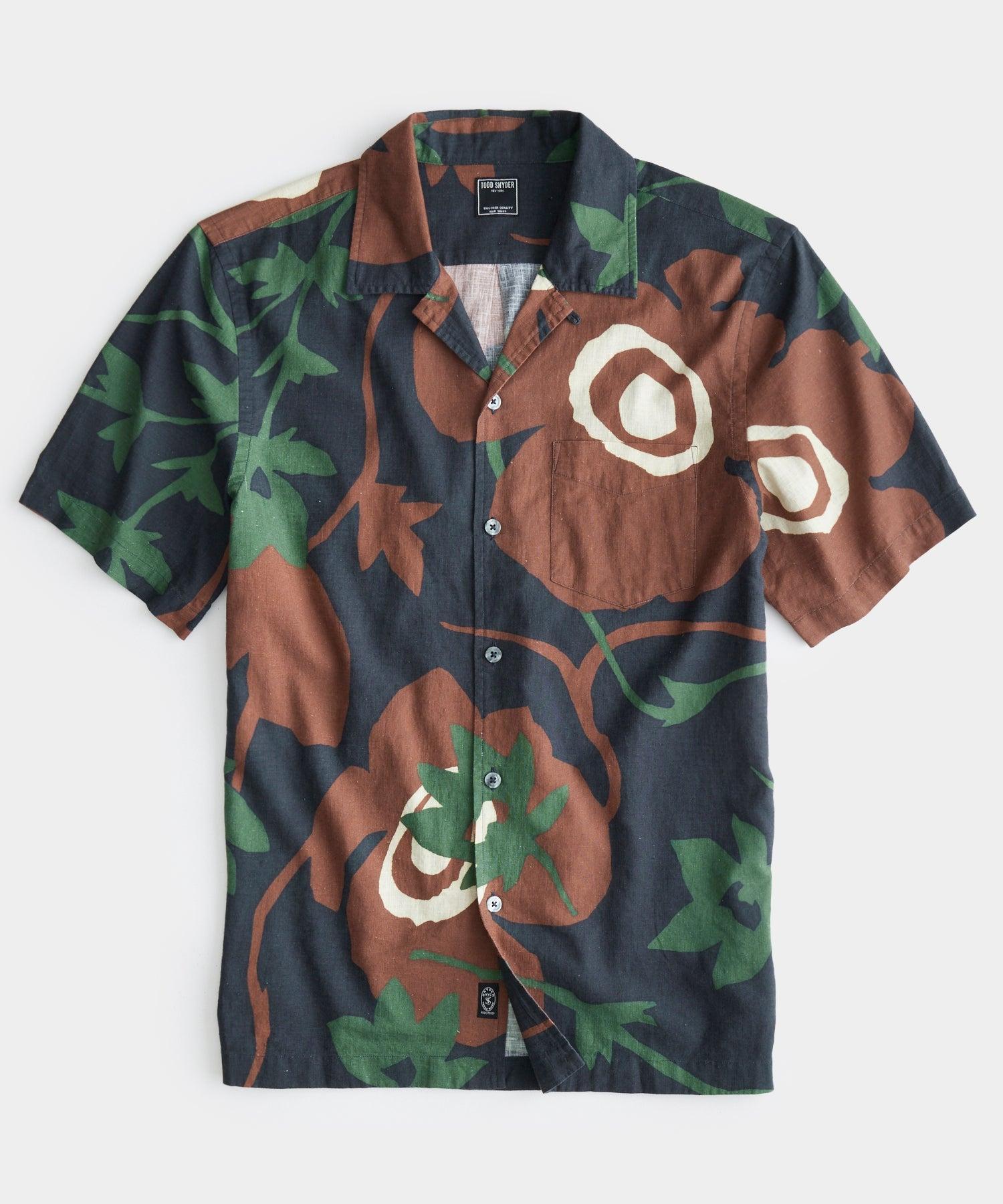 Abstract Floral Short Sleeve Camp Collar Shirt Rust Product Image