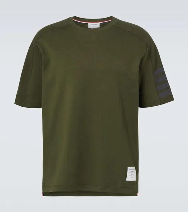 THOM BROWNE 4-bar Cotton Jersey T-shirt In Green Product Image