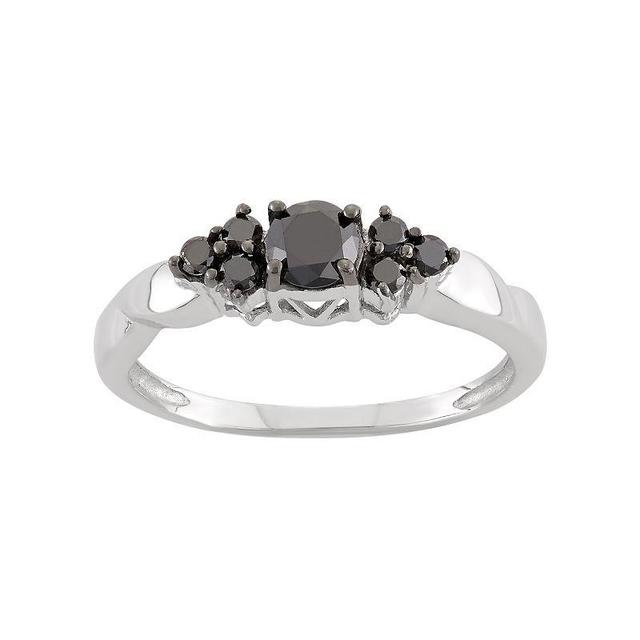 Jewelexcess 1/2 Carat T.W. Black Diamond Sterling Silver Cluster Ring, Womens Product Image