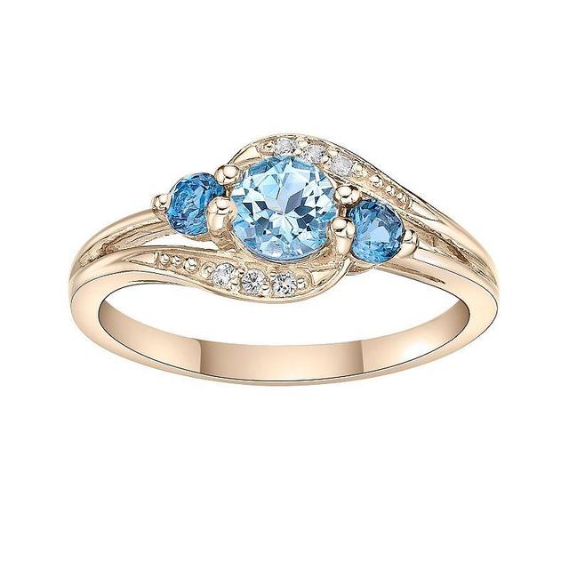 Gemminded 14k Gold Over Silver Blue, London Blue & White Topaz Ring, Womens Gold Tone Product Image