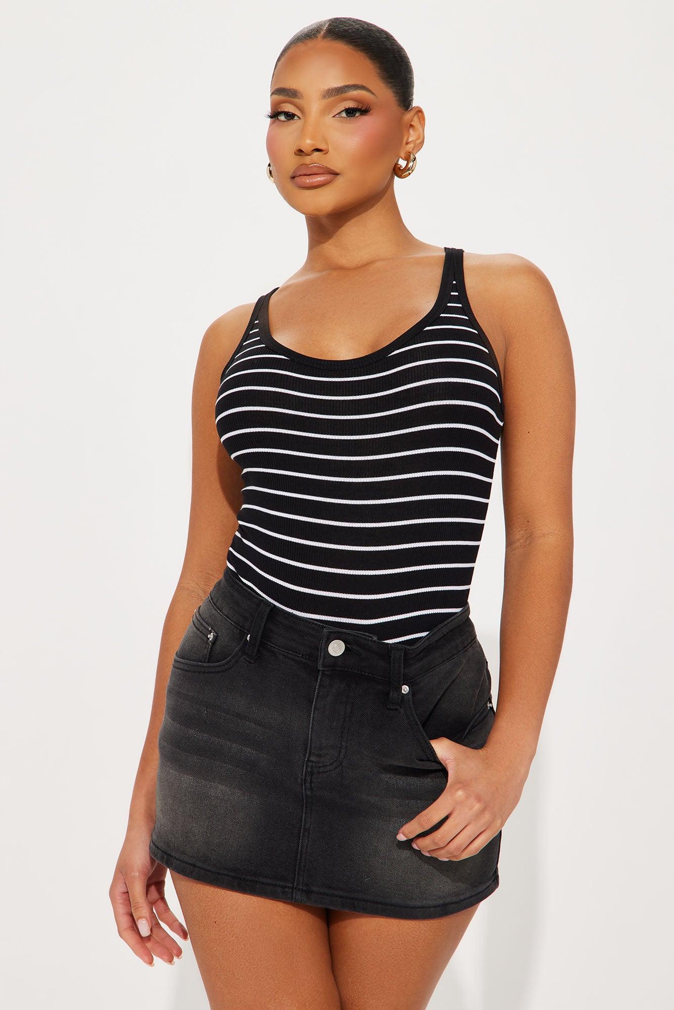 Sasha Striped Bodysuit - Black/White Product Image