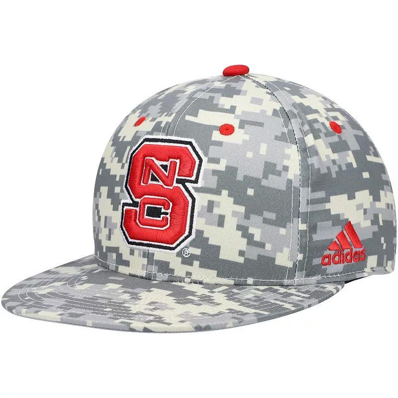 Mens adidas Camo NC State Wolfpack Gray Undervisor On-Field Baseball Fitted Hat Product Image