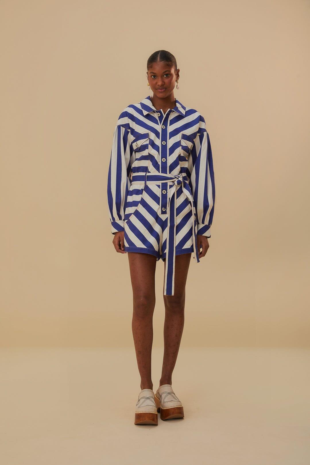 Blue And White Stripes Romper Product Image