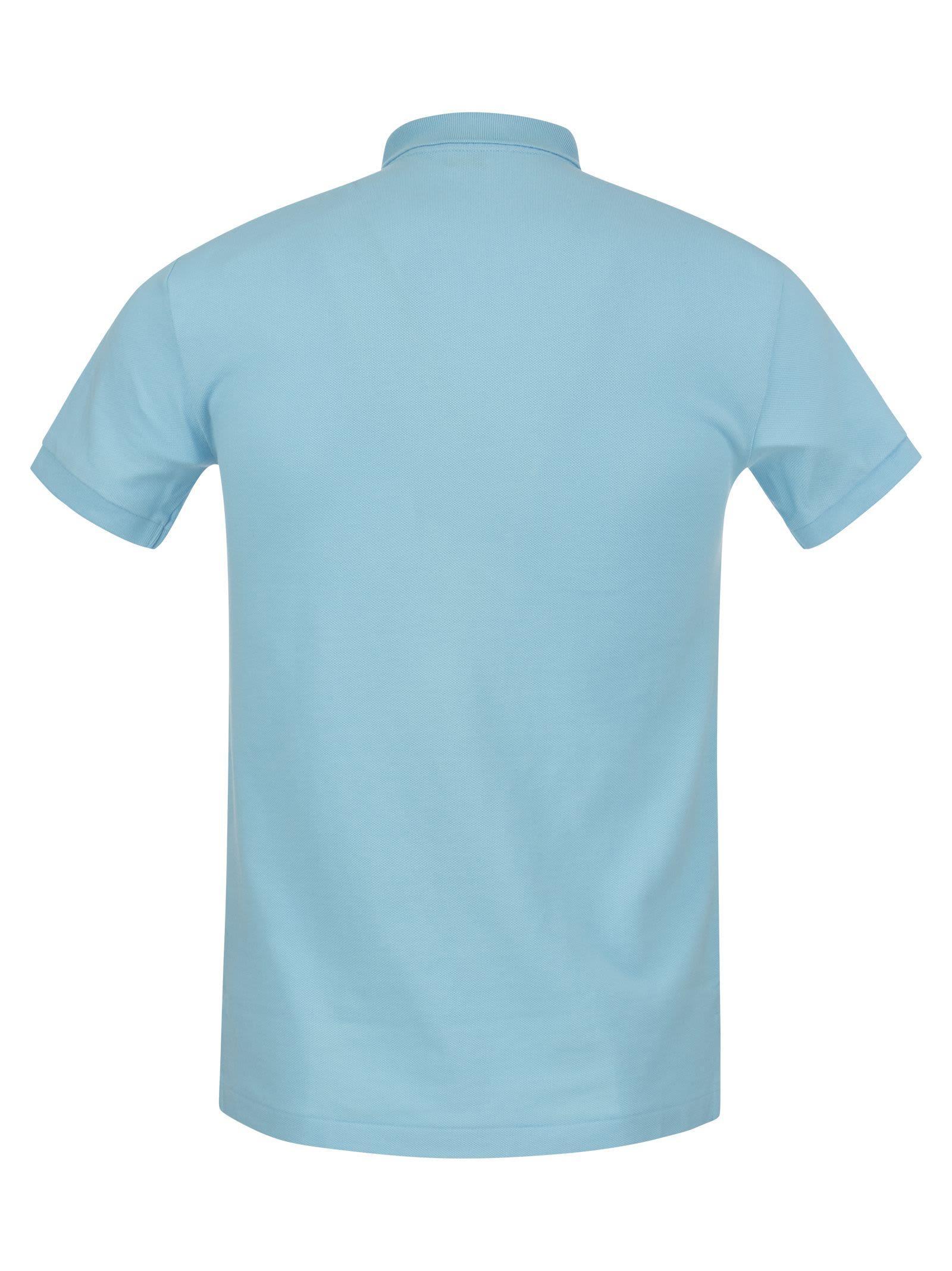 Slim-fit Pique Polo Shirt In Turquoise Product Image