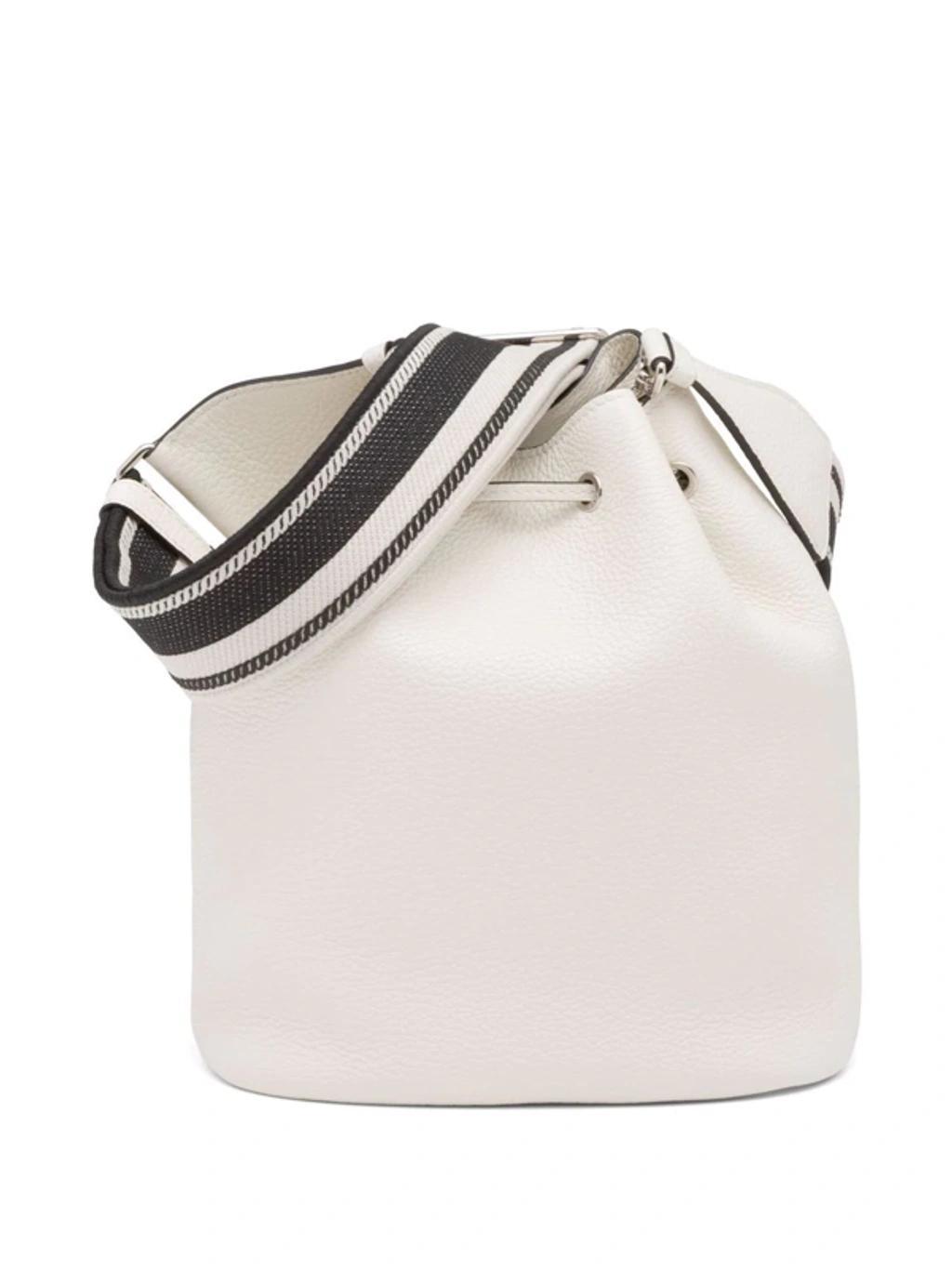 PRADA Flou Bucket Bag In Weiss Product Image