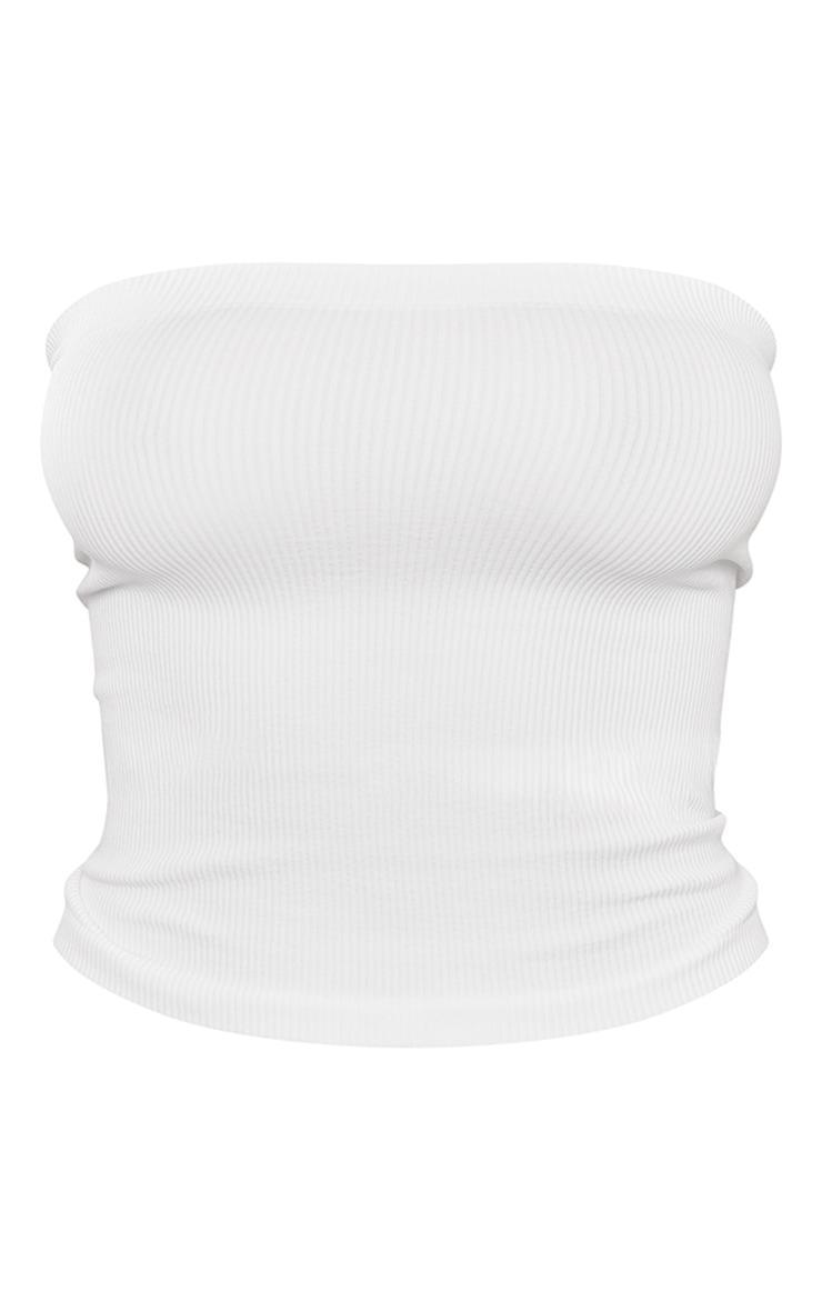 White Snatched Rib Tube Top Product Image