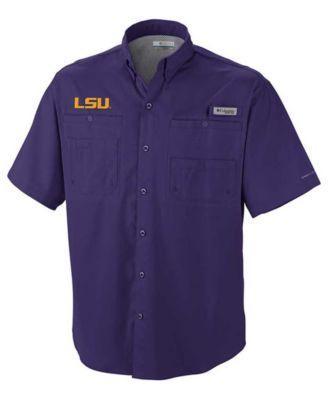 Columbia Mens Collegiate PFG Tamiami Short Sleeve Shirt - LSU- Product Image