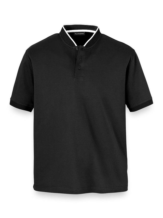 Mercerized Cotton Henley - Black Product Image